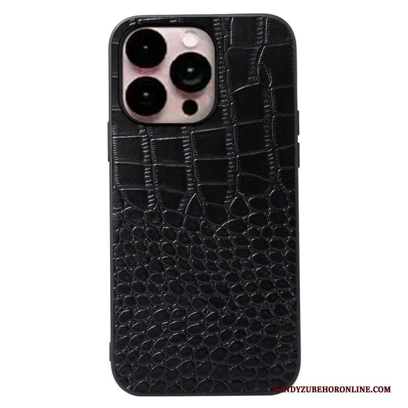 Cover iPhone 14 Pro Max Vera Pelle Di Coccodrillo