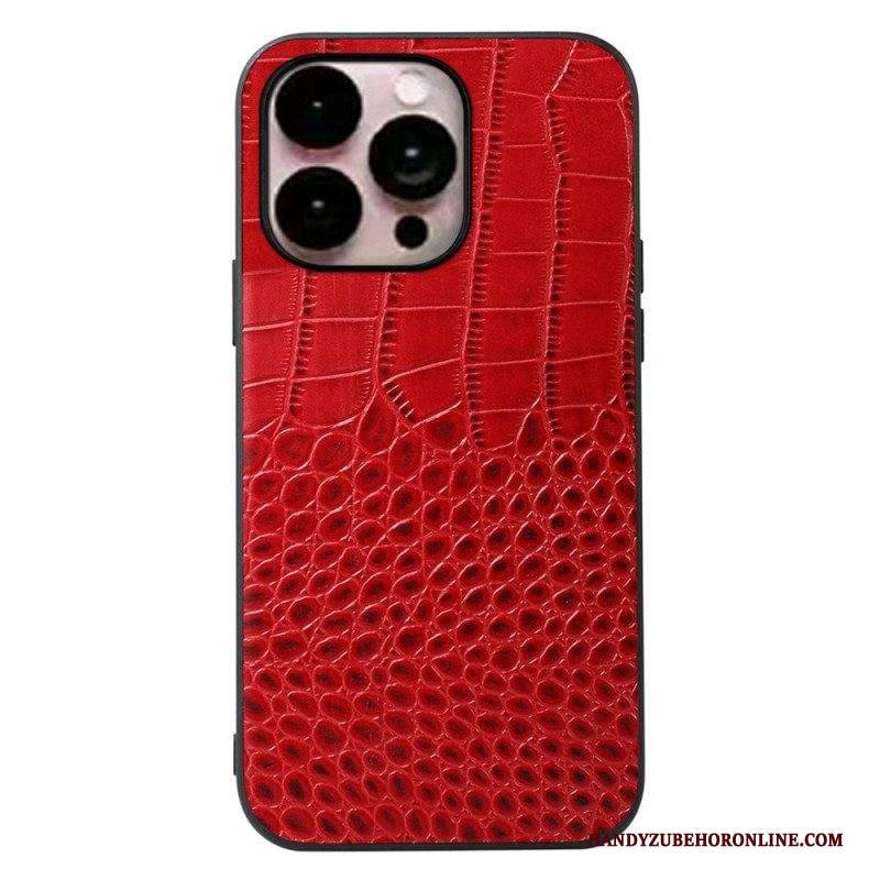 Cover iPhone 14 Pro Max Vera Pelle Di Coccodrillo