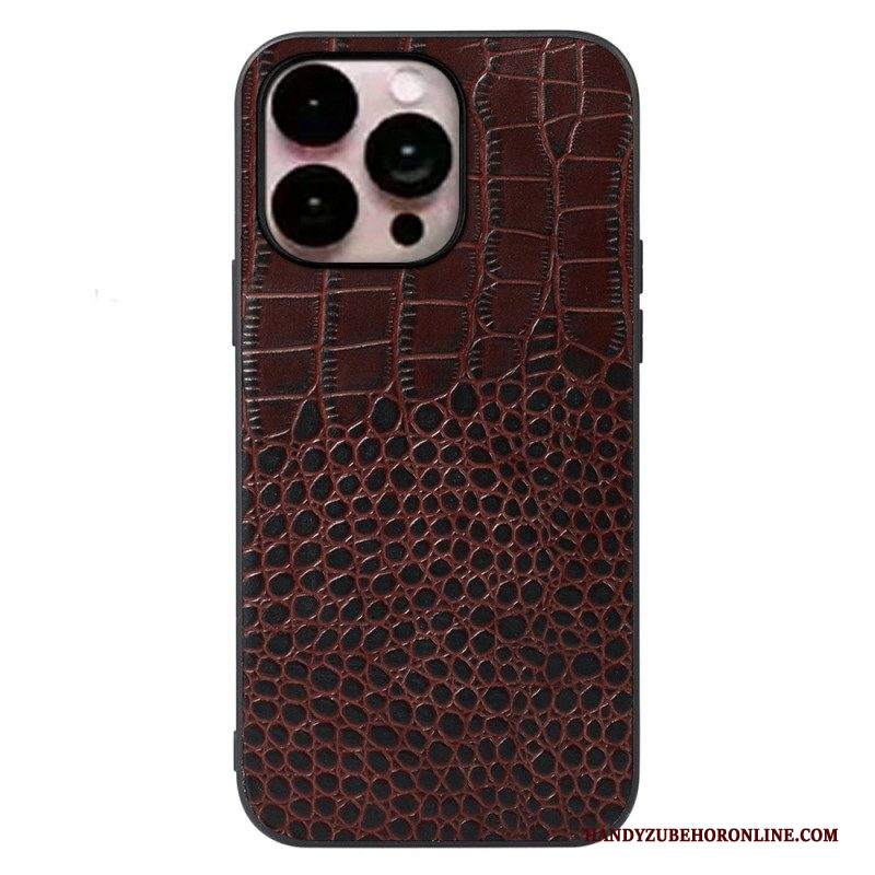 Cover iPhone 14 Pro Max Vera Pelle Di Coccodrillo