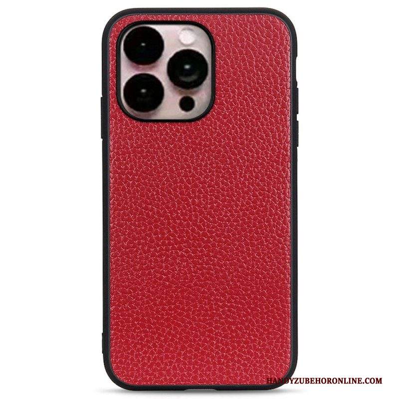 Cover iPhone 14 Pro Max Vera Pelle Di Litchi