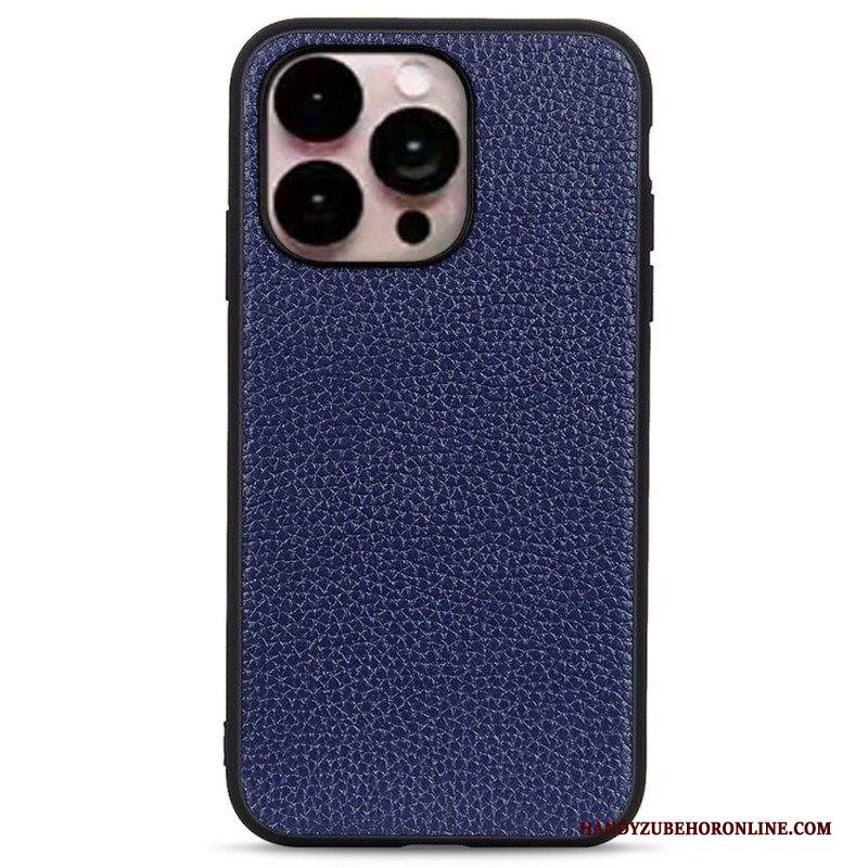 Cover iPhone 14 Pro Max Vera Pelle Di Litchi