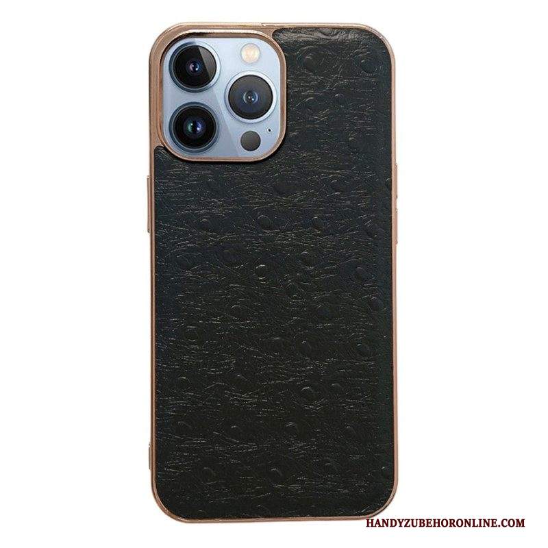 Cover iPhone 14 Pro Max Vera Pelle Martellata