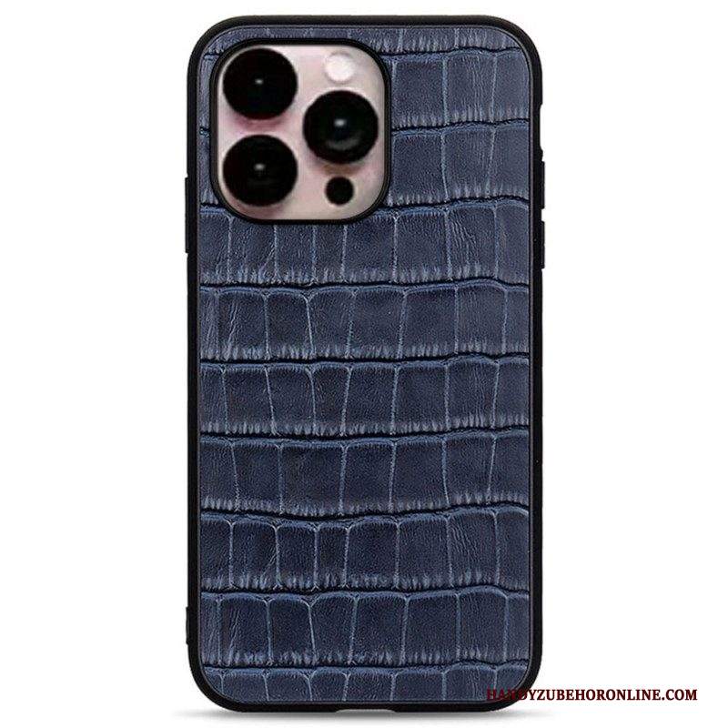 Cover iPhone 14 Pro Max Vera Pelle Stile Coccodrillo