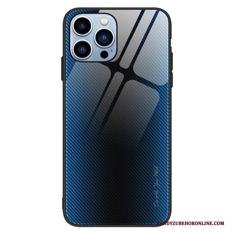 Cover iPhone 14 Pro Vetro Temperato Classico In Fibra Di Carbonio