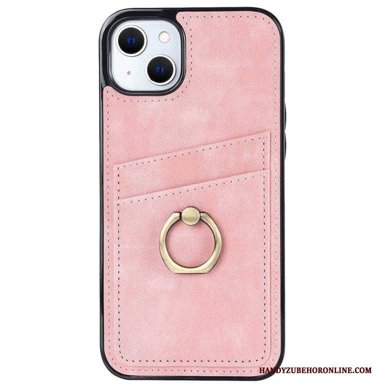 Cover iPhone 14 Staffa Ad Anello Vintage E Portacarte