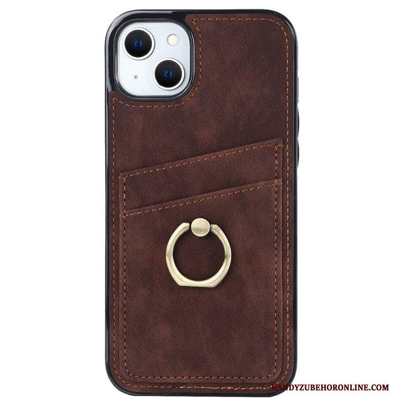 Cover iPhone 14 Staffa Ad Anello Vintage E Portacarte