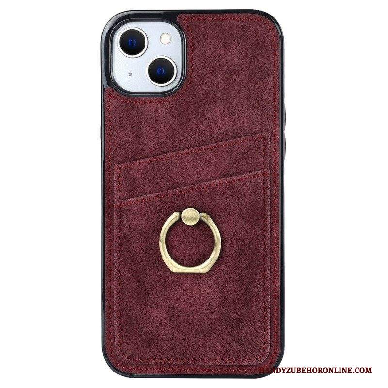 Cover iPhone 14 Staffa Ad Anello Vintage E Portacarte