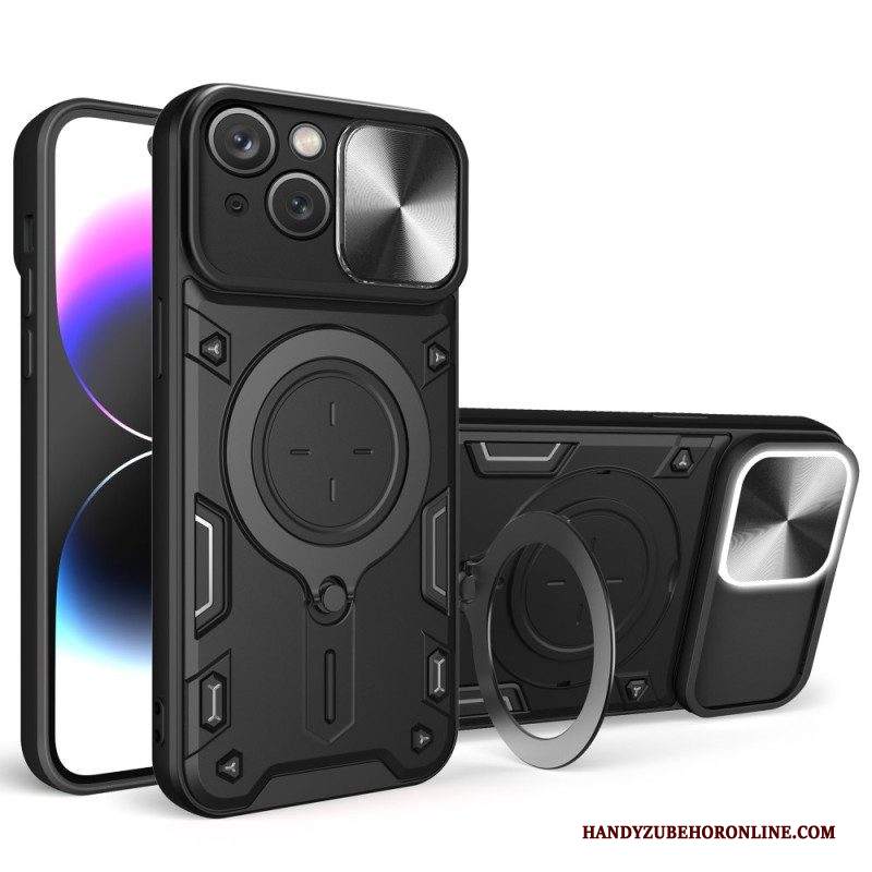 Cover iPhone 15 Plus Anello Di Supporto E Otturatore Per Fotocamera