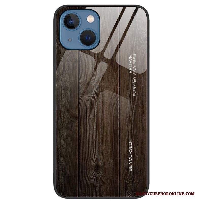 Cover iPhone 15 Plus Design In Legno E Vetro Temperato