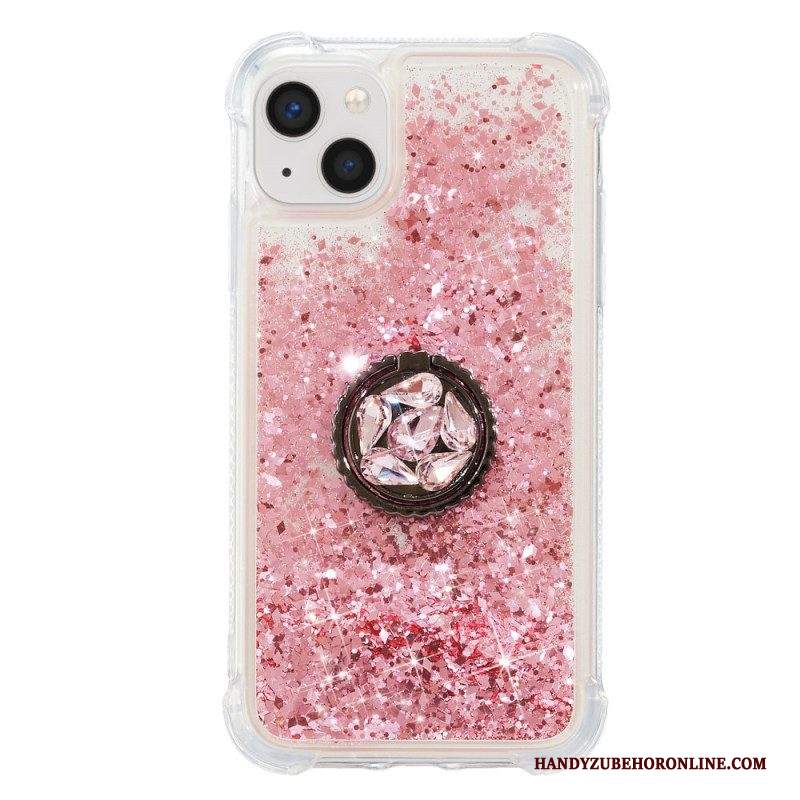 Cover iPhone 15 Plus Paillettes Con Anello Di Supporto