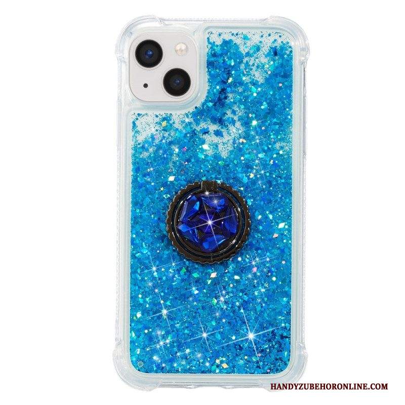 Cover iPhone 15 Plus Paillettes Con Anello Di Supporto