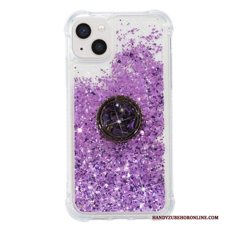 Cover iPhone 15 Plus Paillettes Con Anello Di Supporto