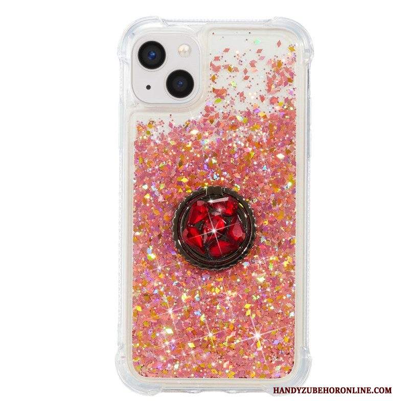 Cover iPhone 15 Plus Paillettes Con Anello Di Supporto