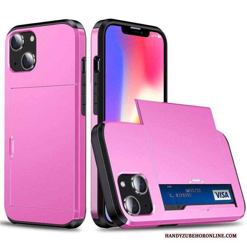 Cover iPhone 15 Plus Portacarte Integrato Con Effetto Metallo