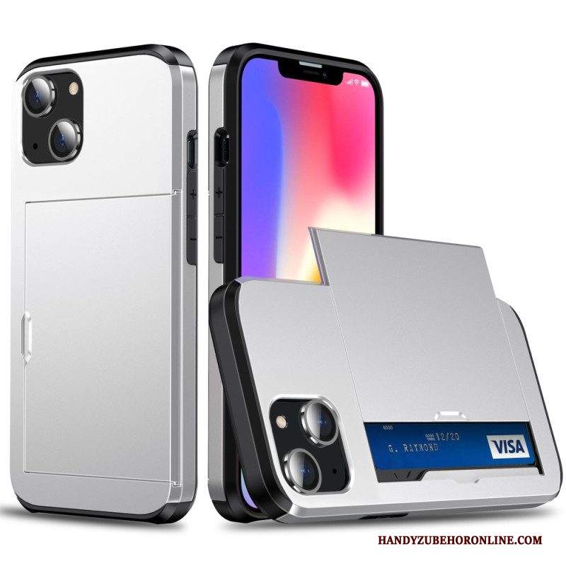 Cover iPhone 15 Plus Portacarte Integrato Con Effetto Metallo