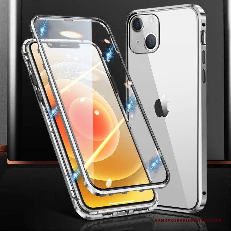 Cover iPhone 15 Plus Telaio Anteriore E Posteriore In Vetro Temperato In Metallo