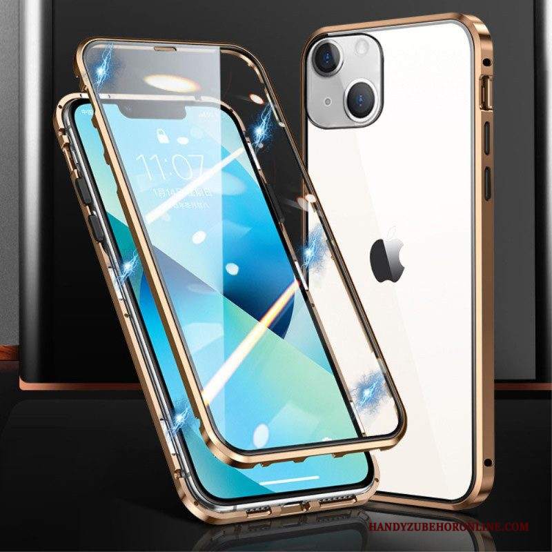 Cover iPhone 15 Plus Telaio Anteriore E Posteriore In Vetro Temperato In Metallo