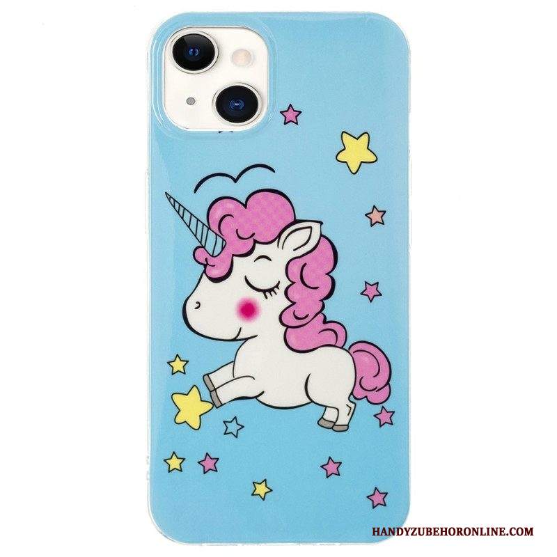 Cover iPhone 15 Plus Unicorno Fluorescente