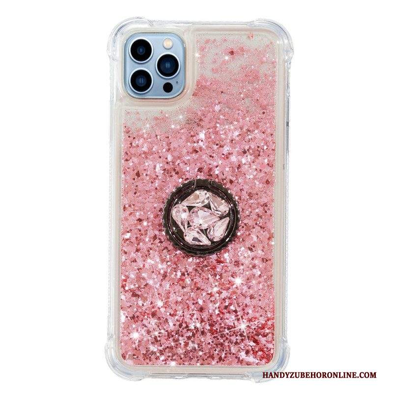 Cover iPhone 15 Pro Max Paillettes Con Anello Di Supporto