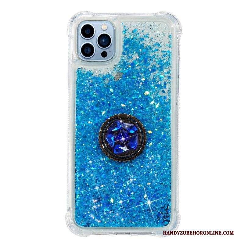 Cover iPhone 15 Pro Max Paillettes Con Anello Di Supporto