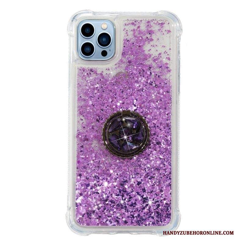 Cover iPhone 15 Pro Max Paillettes Con Anello Di Supporto