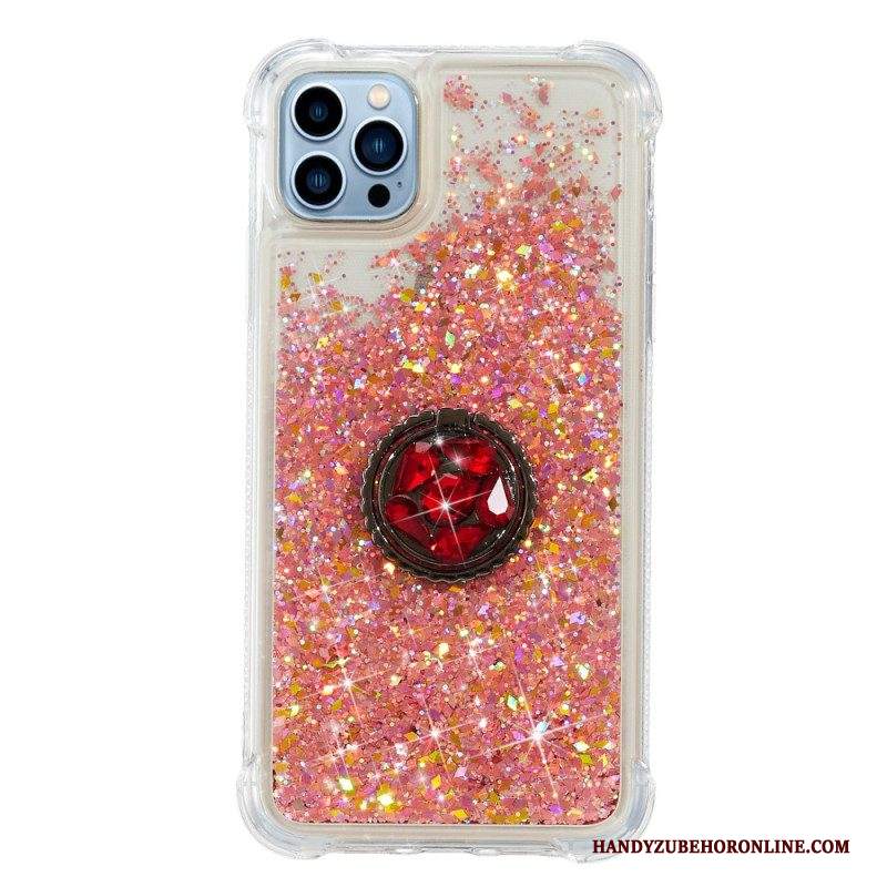 Cover iPhone 15 Pro Max Paillettes Con Anello Di Supporto