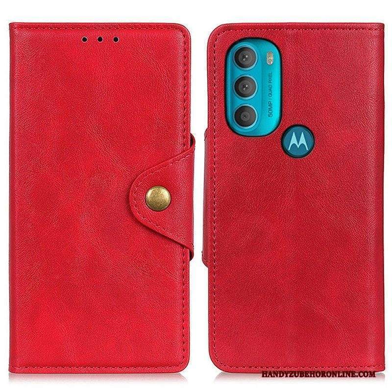 Custodia A Portafoglio Moto G71 5G Ecopelle Vintage E Bottone