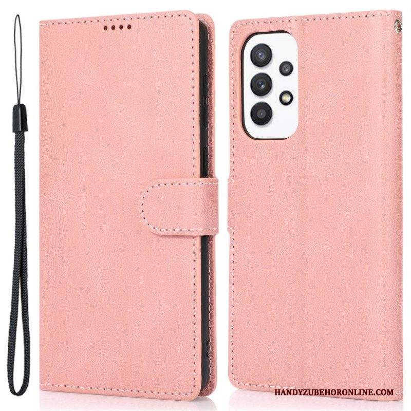 Custodia A Portafoglio Samsung Galaxy A53 5G Strappy Stile In Pelle Vintage