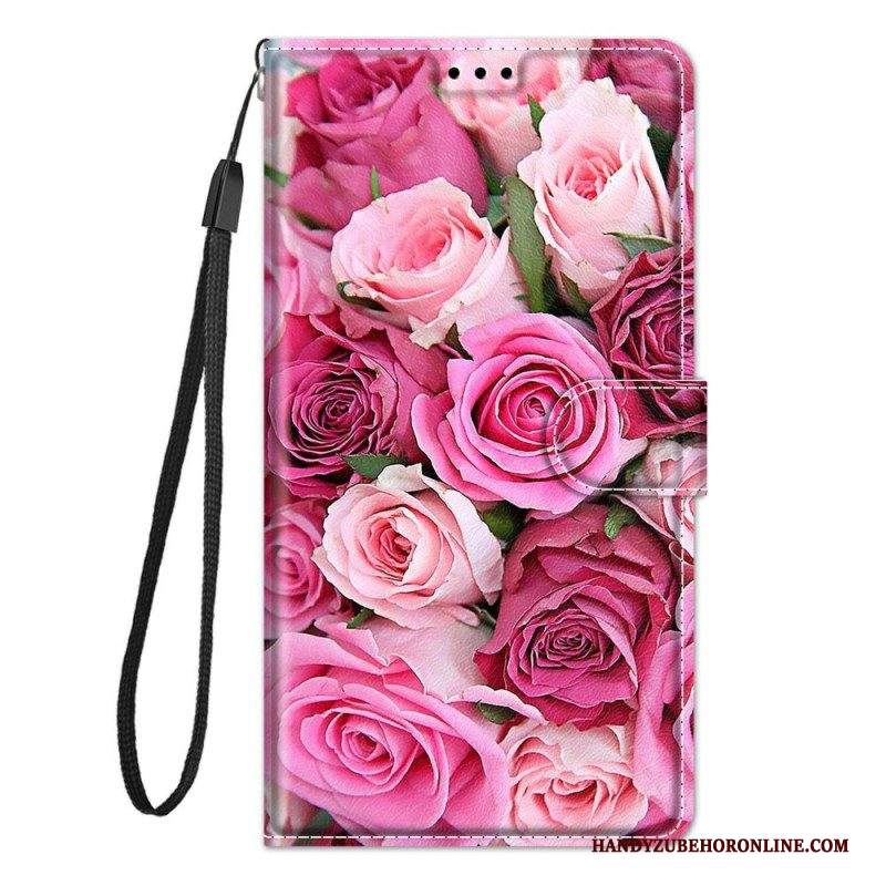 Custodia A Portafoglio Samsung Galaxy M53 5G Rose Con Cordino