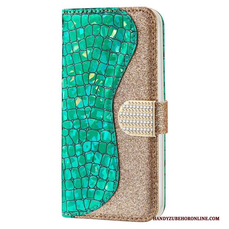 Custodia A Portafoglio Samsung Galaxy S22 5G Diamanti Coccodrillo