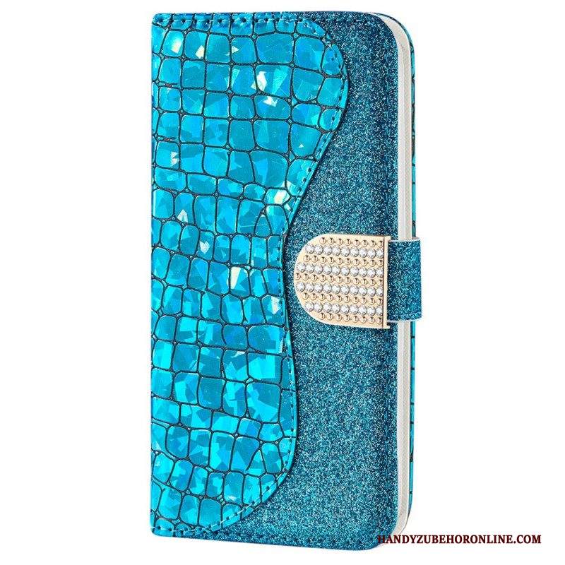 Custodia A Portafoglio Samsung Galaxy S22 5G Diamanti Coccodrillo