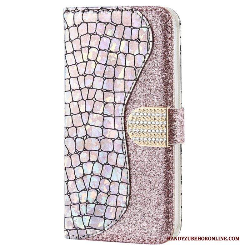 Custodia A Portafoglio Samsung Galaxy S22 5G Diamanti Coccodrillo