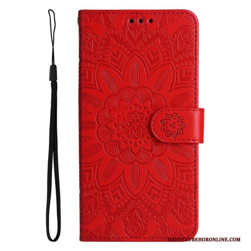 Custodia A Portafoglio Samsung Galaxy S23 5G Mandala Sole Con Cordino