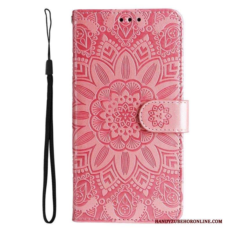 Custodia A Portafoglio Samsung Galaxy S23 5G Mandala Sole Con Cordino