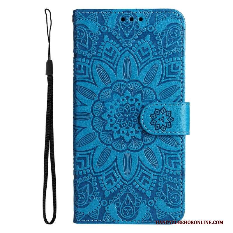 Custodia A Portafoglio Samsung Galaxy S23 5G Mandala Sole Con Cordino