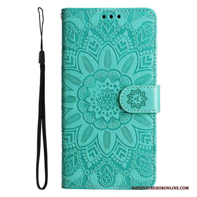 Custodia A Portafoglio Samsung Galaxy S23 5G Mandala Sole Con Cordino