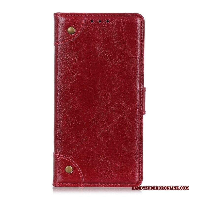 Custodia A Portafoglio Xiaomi Redmi Note 11 / 11S Rivetti Vintage In Pelle Nappa Stile