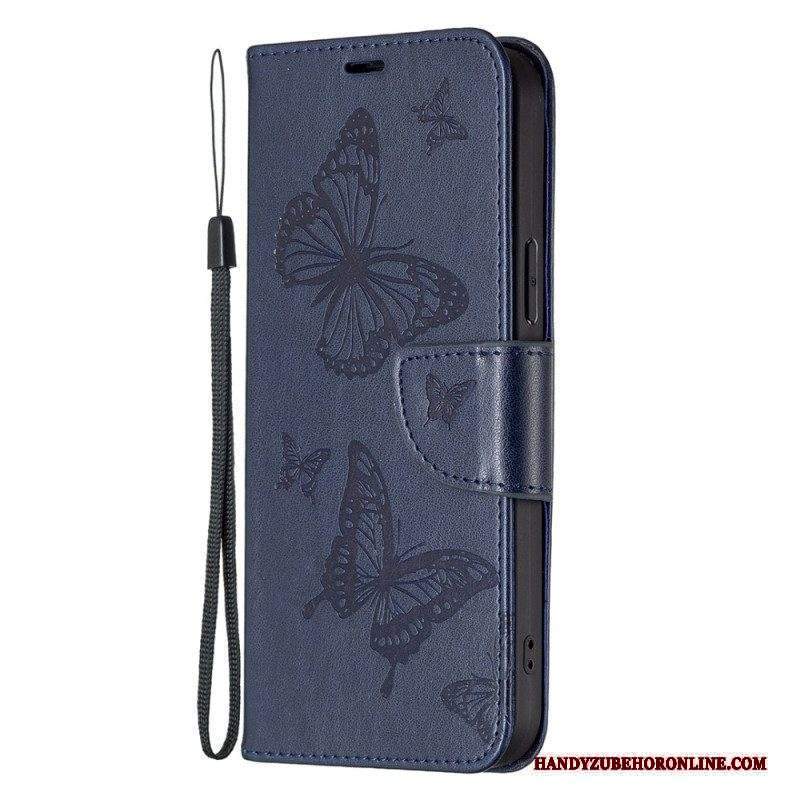 Custodia A Portafoglio Xiaomi Redmi Note 12 Pro Farfalle Stampate Strappy