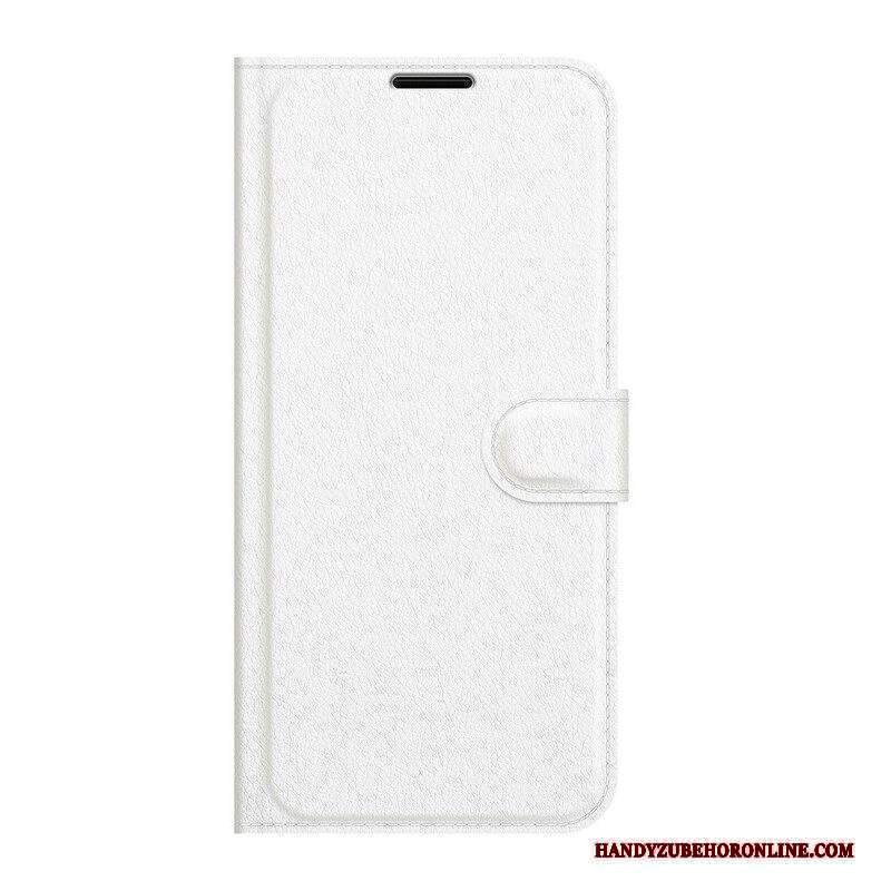 Custodia A Portafoglio iPhone 13 Mini Classico Effetto Pelle Litchi