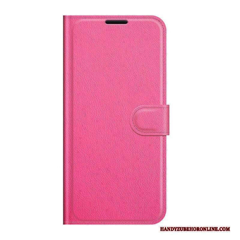 Custodia A Portafoglio iPhone 13 Mini Classico Effetto Pelle Litchi