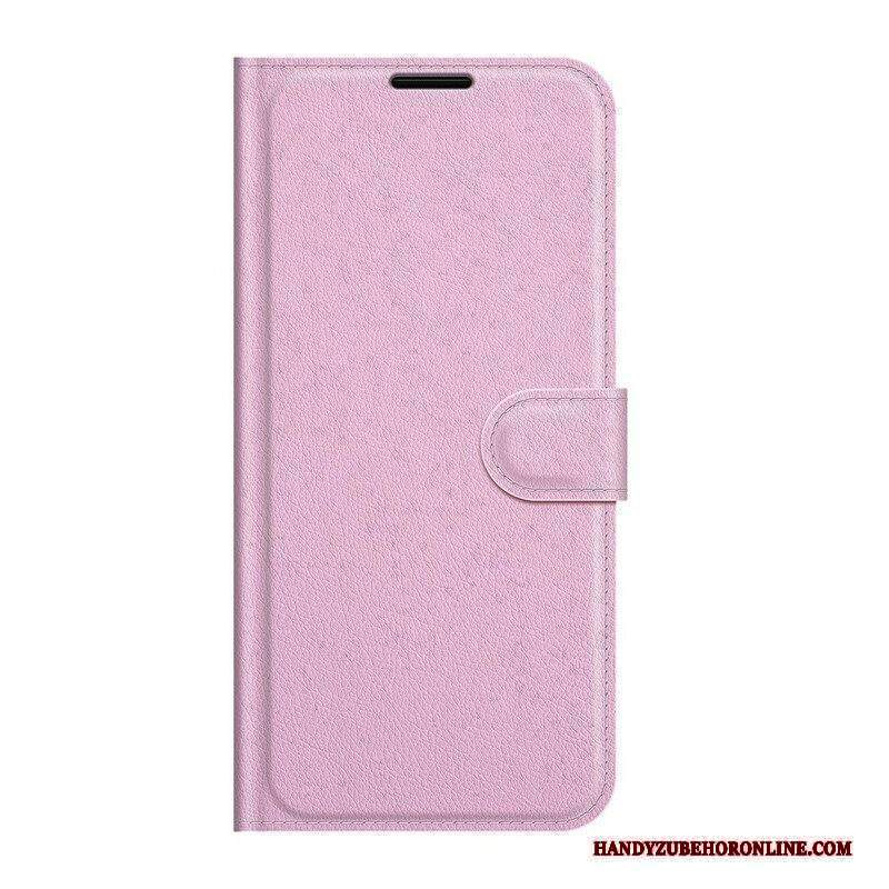 Custodia A Portafoglio iPhone 13 Mini Classico Effetto Pelle Litchi