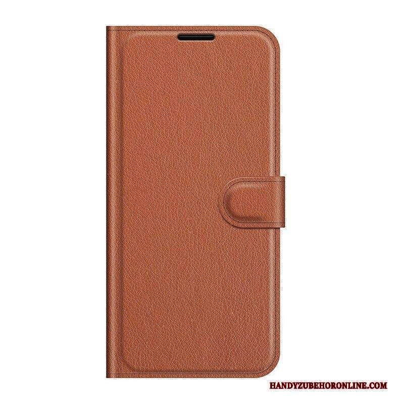 Custodia A Portafoglio iPhone 13 Mini Classico Effetto Pelle Litchi