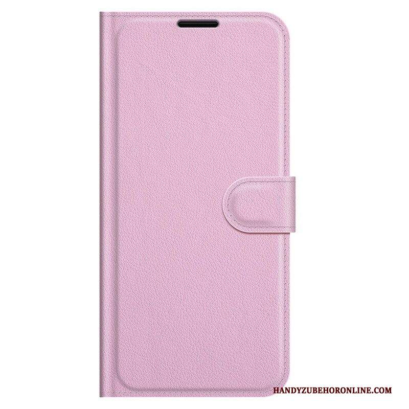 Custodia A Portafoglio iPhone 13 Pro Classico Effetto Pelle Litchi