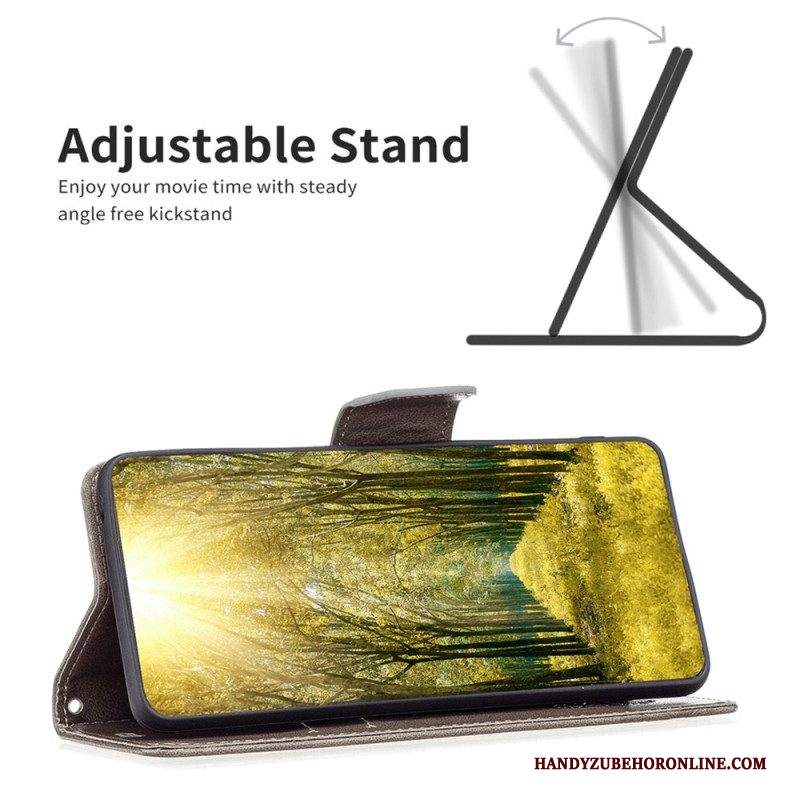 Custodia A Portafoglio iPhone 14 Plus Farfalle Stampate Strappy