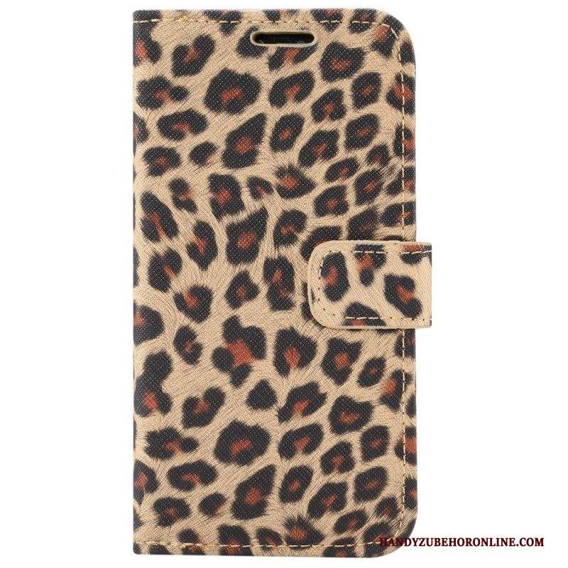 Custodia A Portafoglio iPhone 14 Plus Stile Pelle Di Leopardo