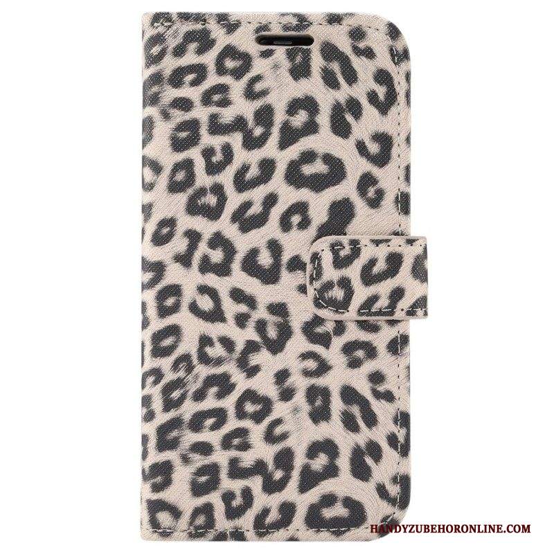 Custodia A Portafoglio iPhone 14 Plus Stile Pelle Di Leopardo