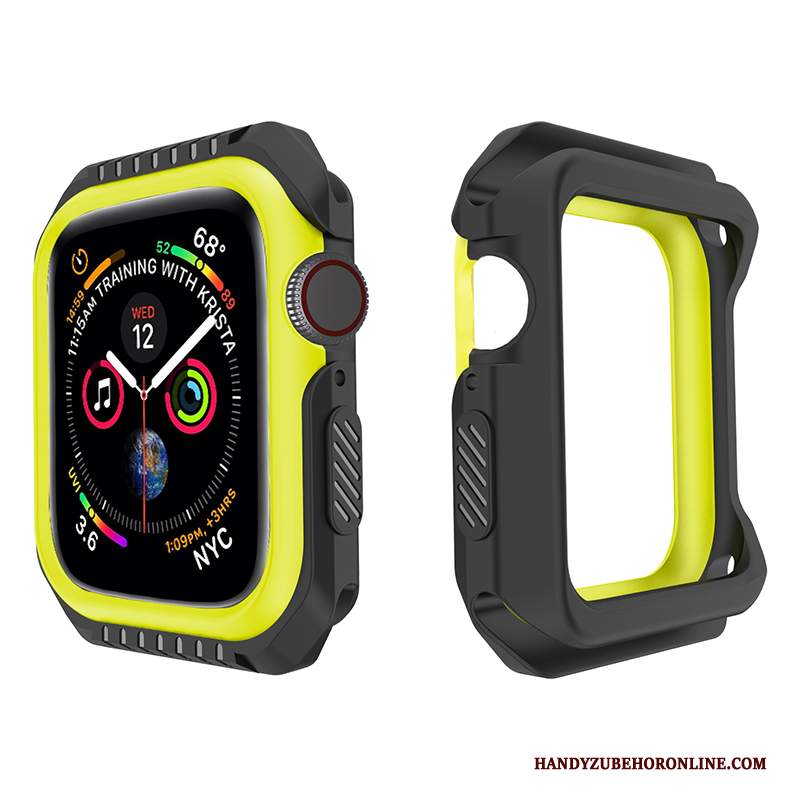 Custodia Apple Watch Series 1 Silicone Morbido Giallo, Cover Apple Watch Series 1 Protezione Nero Anti-caduta