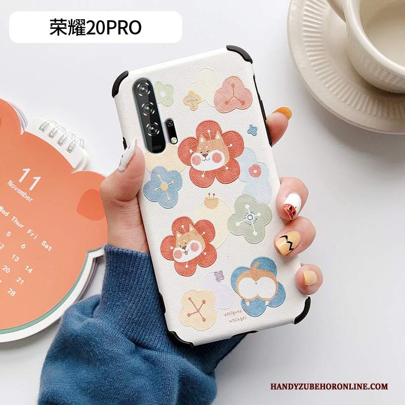 Custodia Honor 20 Pro Protezione Net Red Anti-caduta, Cover Honor 20 Pro Pelle Fresco Modello