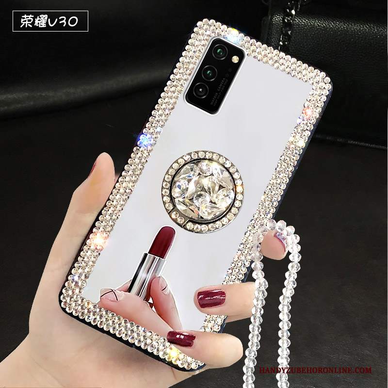 Custodia Honor View30 Moda Lusso Bianco, Cover Honor View30 Con Strass Tendenza