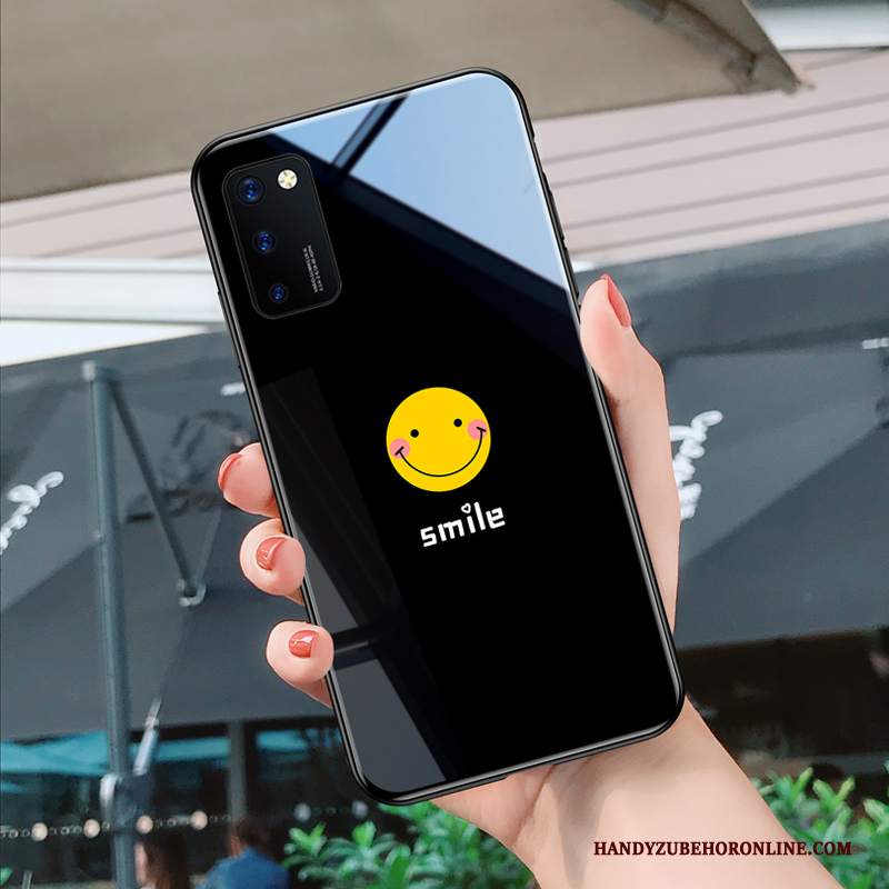 Custodia Honor View30 Pro Creativo Amanti Vetro, Cover Honor View30 Pro Protezione Smiley Nero